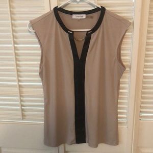 Calvin Klein Blouse with faux leather embellishment and gold chain size S